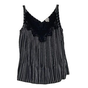 NWT Chicos Striped Micro Pleated Lace Camisole Top Sz. S